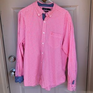 Nautica Classic Fit Gingham Red and White Button Down Shirt